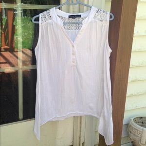White sleeveless top